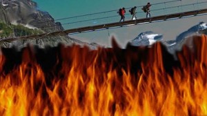 foot bridge over fire image