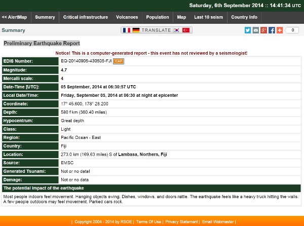 Fiji Earthquake Report image