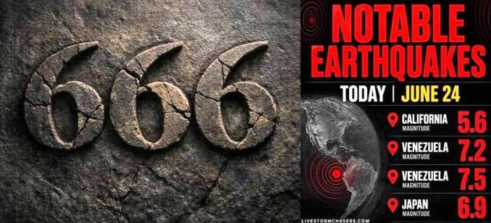 Illustrations of 666 and recent earthquakes sizes and locations supplied by author 