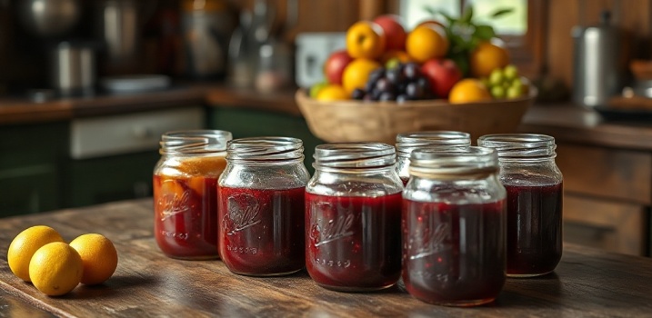 AI image of new jam in jars on a kitchen table
