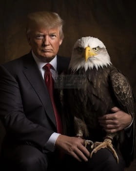 image of US Pres Trump with an eagle - supplied by Sandy Holman
