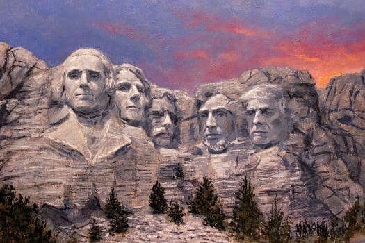 Painting of Trump as sculpture at Mount Rushmore by Jon McNaughton